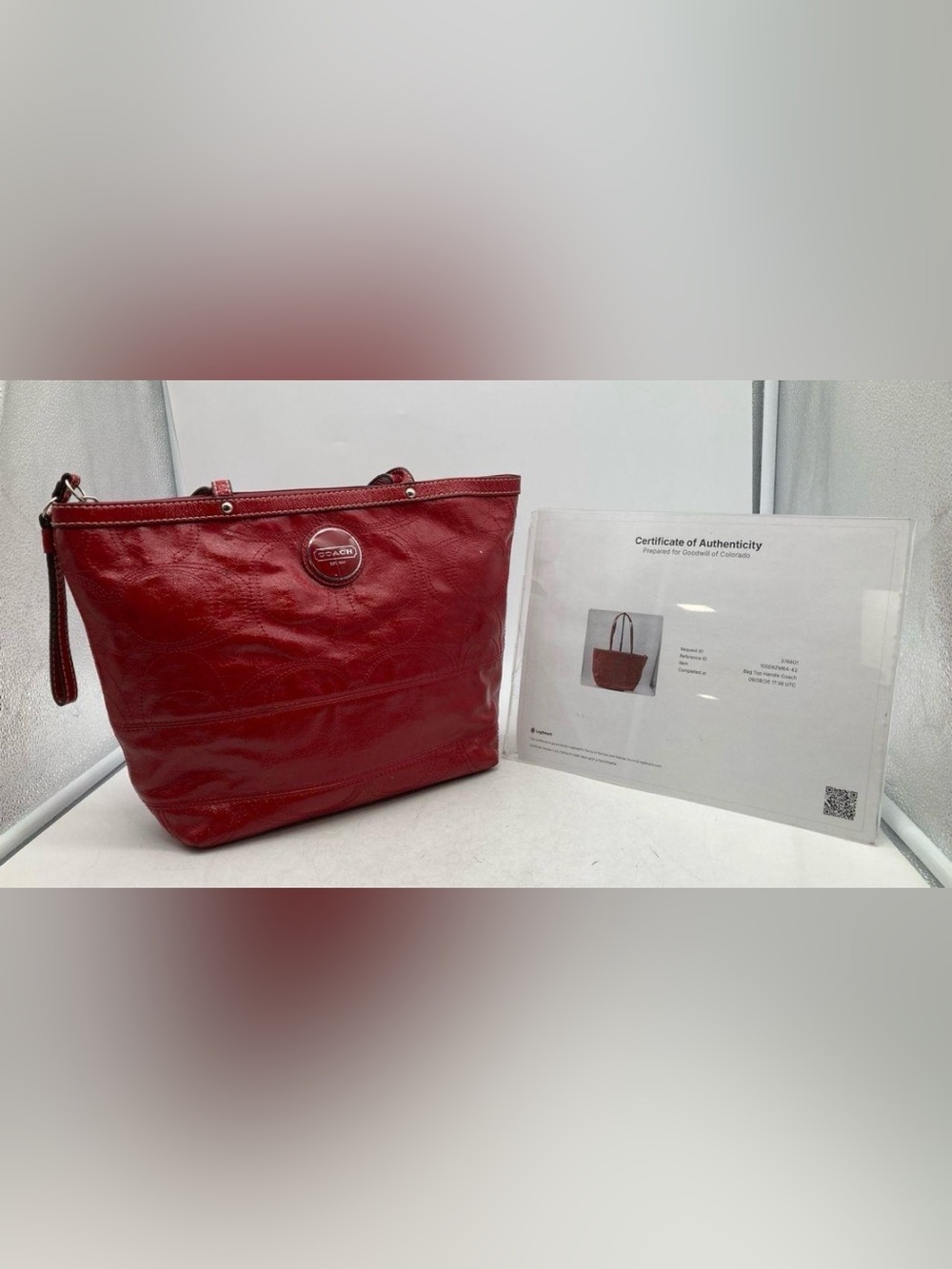 Coach Red Leather Purse with Certificate of Authentication